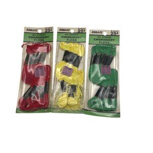 Romaxe Six Strand Embroidery Floss 5 Skeins Red/Yellow/Green Cotton Thread Craft